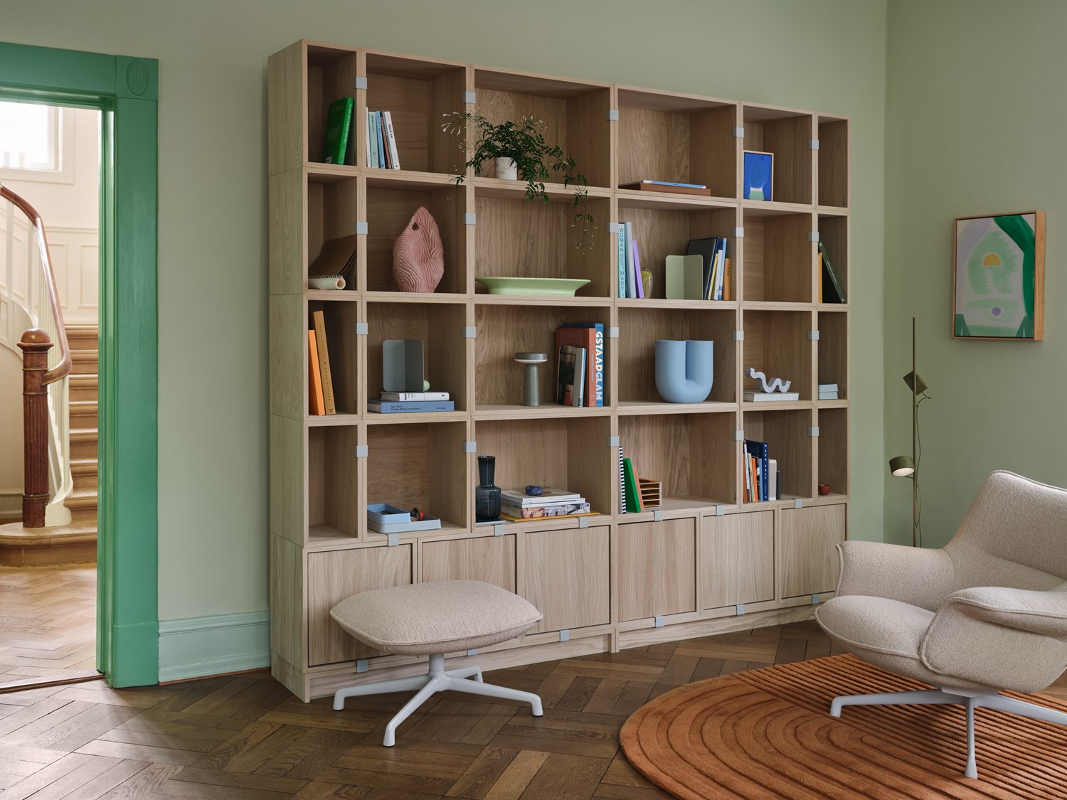 stacked-bookcase-1-oak-doze-lounge-chair-low-back-ottoman-swivel-hearth-7-grey-relevo-burnt-orange-post-brown-green-muuto-org